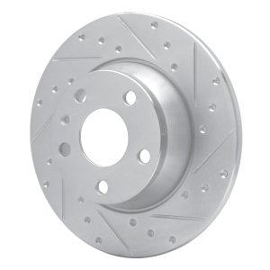 Audi TT Brake Rotor (1) - Rear Right - R1 Concepts - Drilled & Slotted - Silver - `08-`15